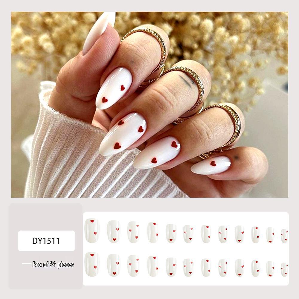 Spring & Summer Short Style White Nail Tip Stickers - Finished Product