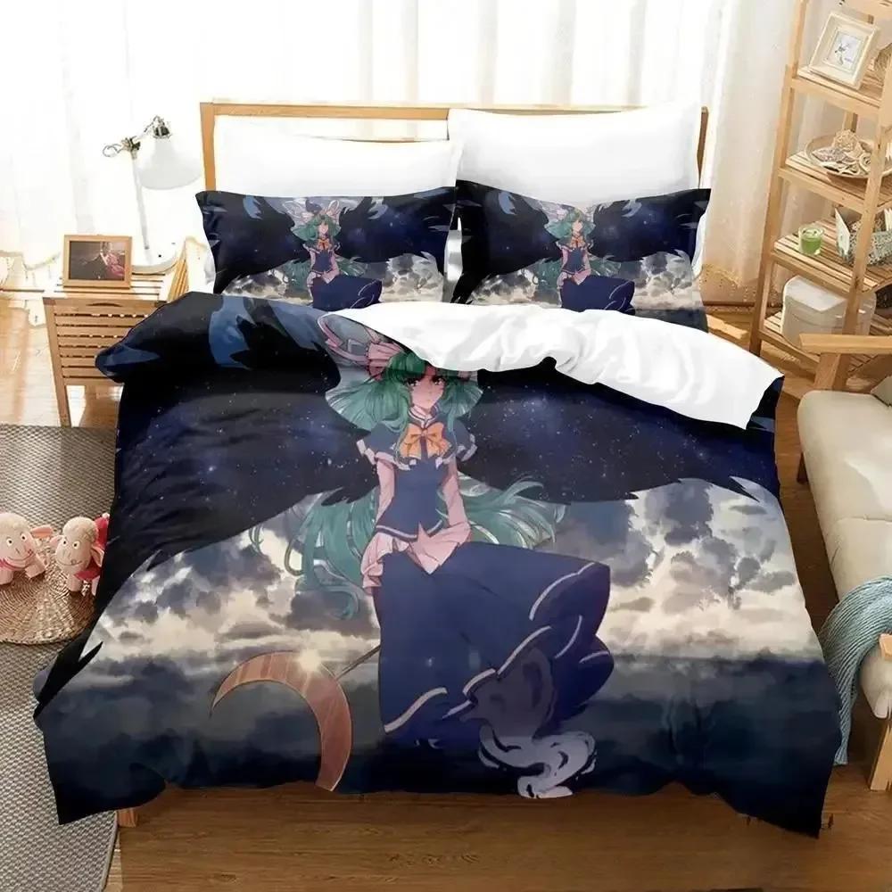 3D Anime Game Touhou Project Beding Set Print Bed Linen Set With Pilowcase Bed Soft Duvet Cover Soft Single Double Quen Super King-Sized Dimensionsd