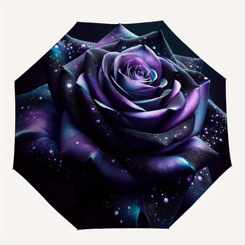 

1pc Rose Pattern Automatic Open, Sturdy Iron Frame, Compact Folding Design, All-Season Portable Umbrella for Women & Men yy250801103