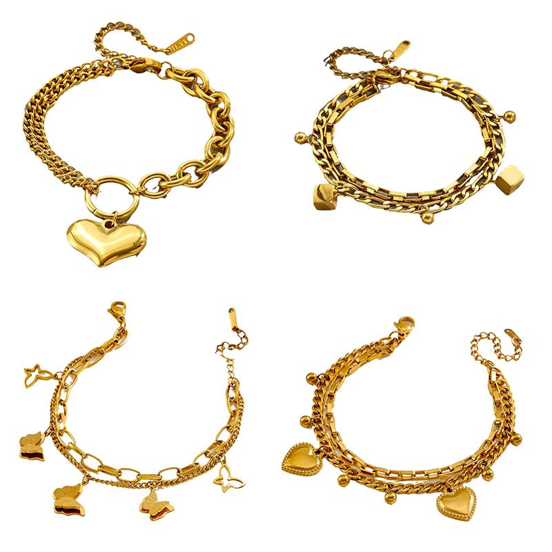 Liebe Schmetterling Geometrisches Design Anhänger Armband Damen Titanstahl Kein Verblassen Schmuck Valentinstag Geburtstagsgeschenk