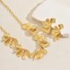 Wind metal necklace set personalized exaggerated flower pleated design earrings versatile niche jewelry women