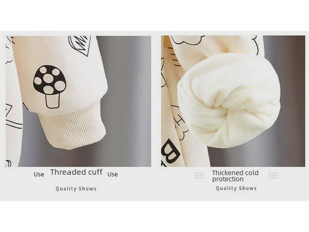 Girls' Velvet Hooded Autumn/Winter Sweatshirts – Thick, Fashionable Korean Style Casual Tops for Baby Girls