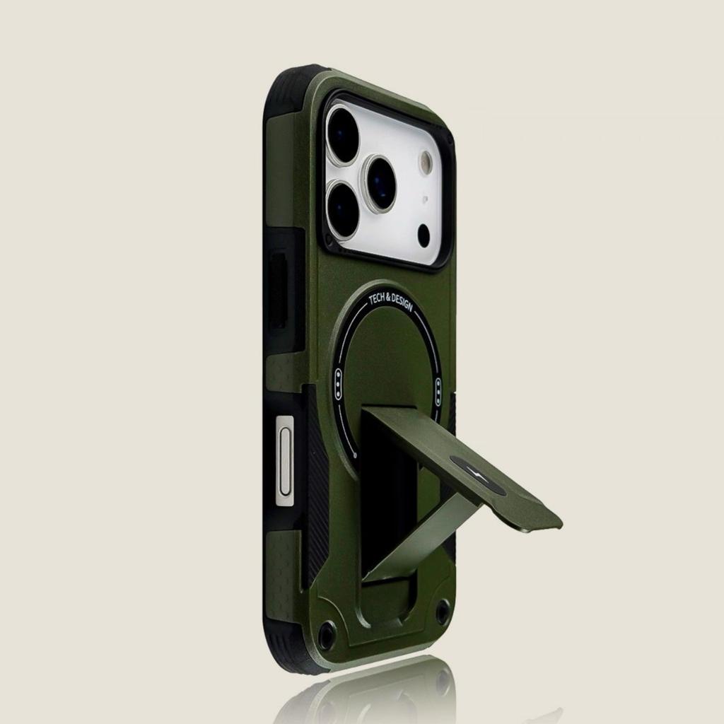 Shockproof armor Invisible Stand Bracket Magsafe Case For iPhone 17 16 15 14 13 12 Pro Max Sturdy Magnetic Wireless Charge Cover