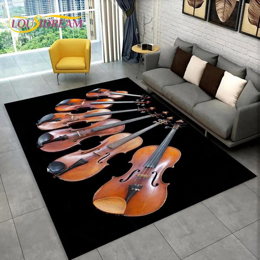 Classical Violin Instrument Music Area Rug,Carpet for Home Living Room Bedroom Sofa Doormat Kitchen Decor,kid Non-slip Floor Mat