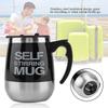 Portable Electric Stainless Steel Self Mixing Cup Magnetic Stirring Coffee Mug Black