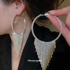 Silver Needle Rhinestone Geometric Tassel Earrings: Elegant Luxury Ear Cuffs for Women