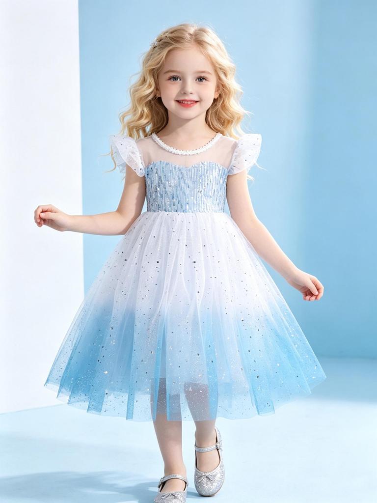 Princess Elsa Lace Dress - Cute & Stylish Short Sleeve for Girls