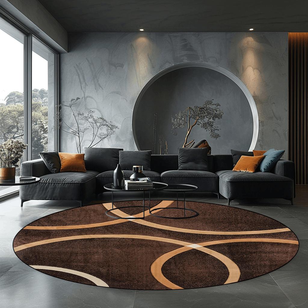 Modern Round Rug Nordic Geometric Living Room Carpet Luxury Bedroom Decor Anti Slip Mat for Rocking Chair