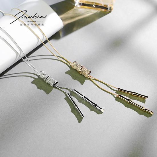 Frauen Bambus Knoten Quaste verstellbare Anhänger Halsketten Pullover Kette Schmuck