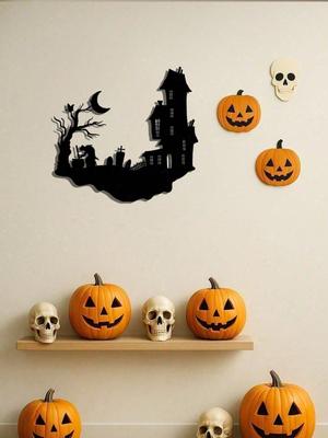 Gothic Skull Metal Wall Art Vintage Halloween Decor Indoor Outdoor Goth Home Garden Sign