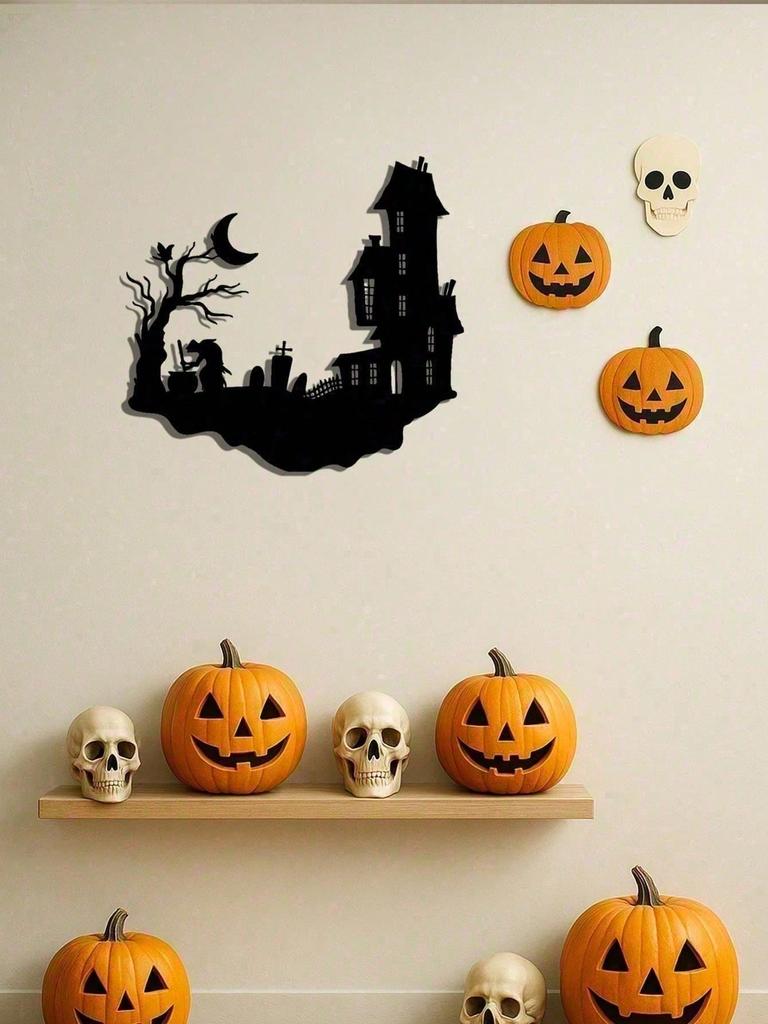 Gothic Skull Metal Wall Art Vintage Halloween Decor Indoor Outdoor Goth Home Garden Sign