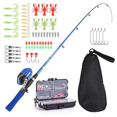 Kids Fishing Rod and Reel Combo Full Kit 1.5m Telescopic Fishing Casting Rod Spincast Reel Set with