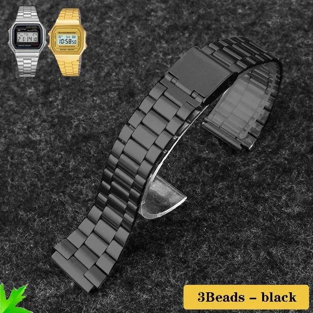 Retro Small Square Metal Watchband For CASIO A159w-n1 A158WA/168 LA670 AE-1200/W-218H/F84 Strap Stainless Steel Bracelet 18mm
