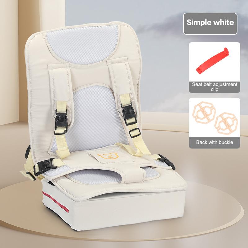 

Детское дорожное автокресло-бустер, портативное складное сиденье безопасности для малышей с безопасным фиксированным ремнем белый