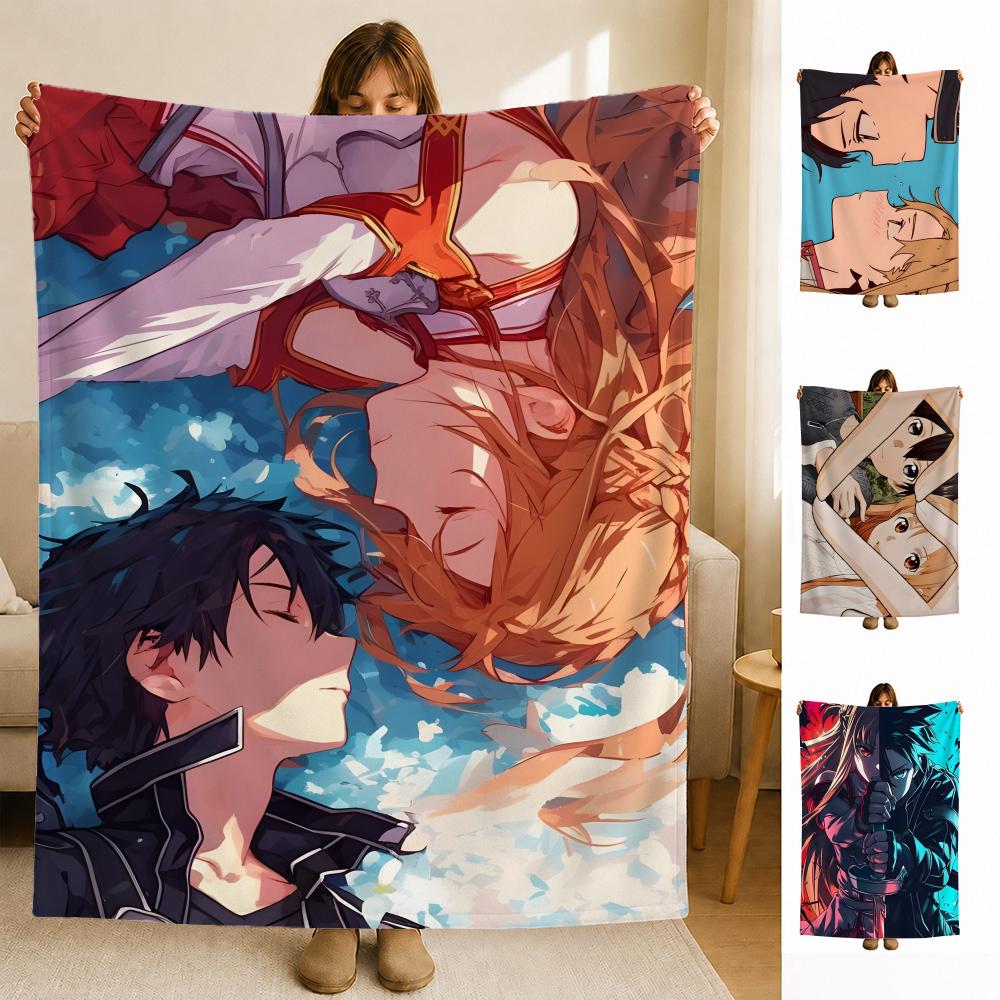 anime VOnline Sword AArt Throw Soft Flannel Blanket for Bed Bedroom Sofa Picnic Throw Skinfriendly Breathable Gift Cover