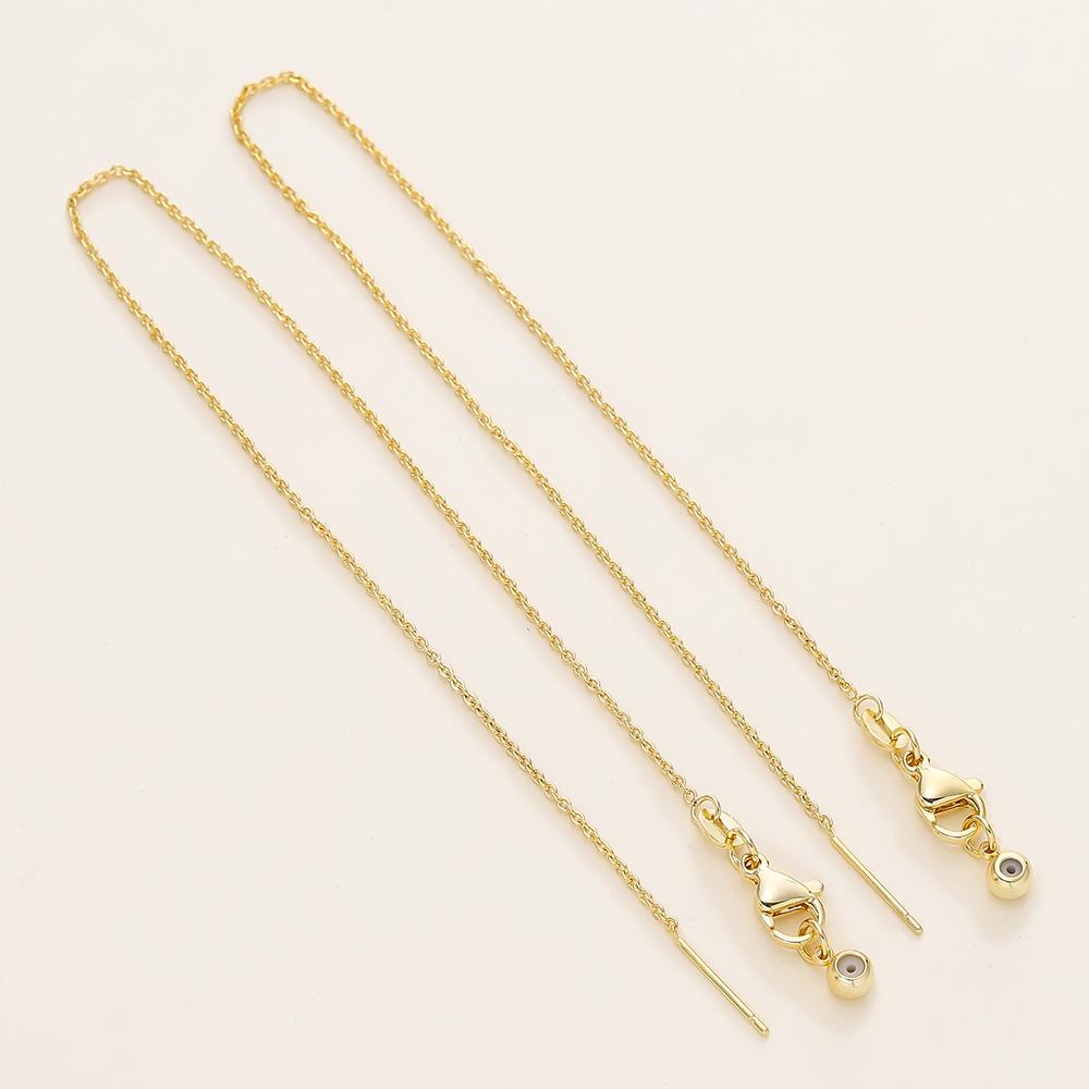 2/4Pcs/Lot 14/18K Gold Plated Flat Round Chain Thrusting Pin Adjustable Chains For DIY Necklace Jewelry Making Accessories