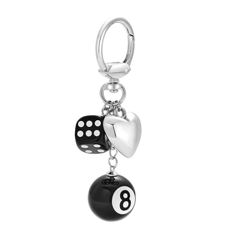 Fashionable Irregular Shape Dice Billiard Bag Pendant Metal Keychain - Hot Selling