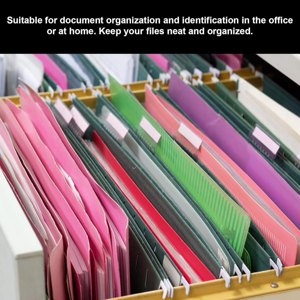 50 Set Hanging File Folder Tabs, Clear Plastic Hanging File Folder Labels Tabs with Paper erts Transparent Labels for Quick Identification