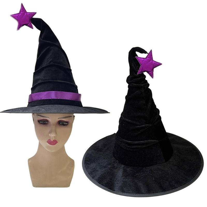 Halloween Wizard Hat Star Witch Hat Witch Caps Wizard Costume Accessories for Masquerade Party Decor Cosplay Props