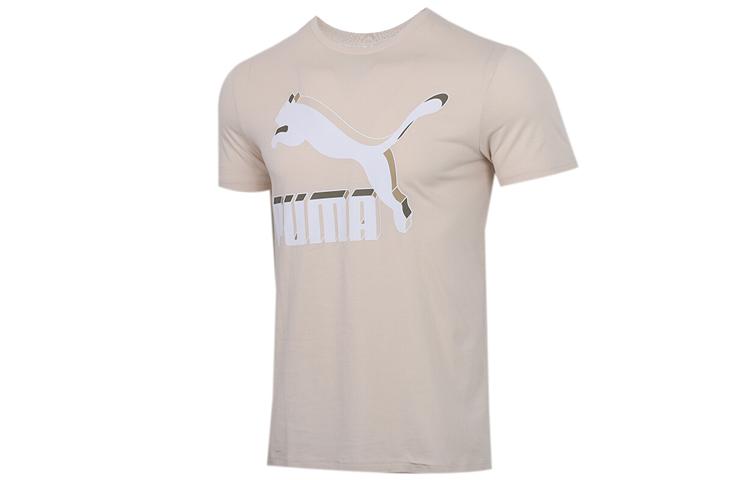 PUMA T Shirts Men's Light Khaki Crew Neck Moderate Straight Fit 596535-88