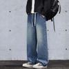 Spring, Autumn and Winter Four Seasons European and American New Wide-leg Tooling Straight Denim Trousers Men Trendy Men