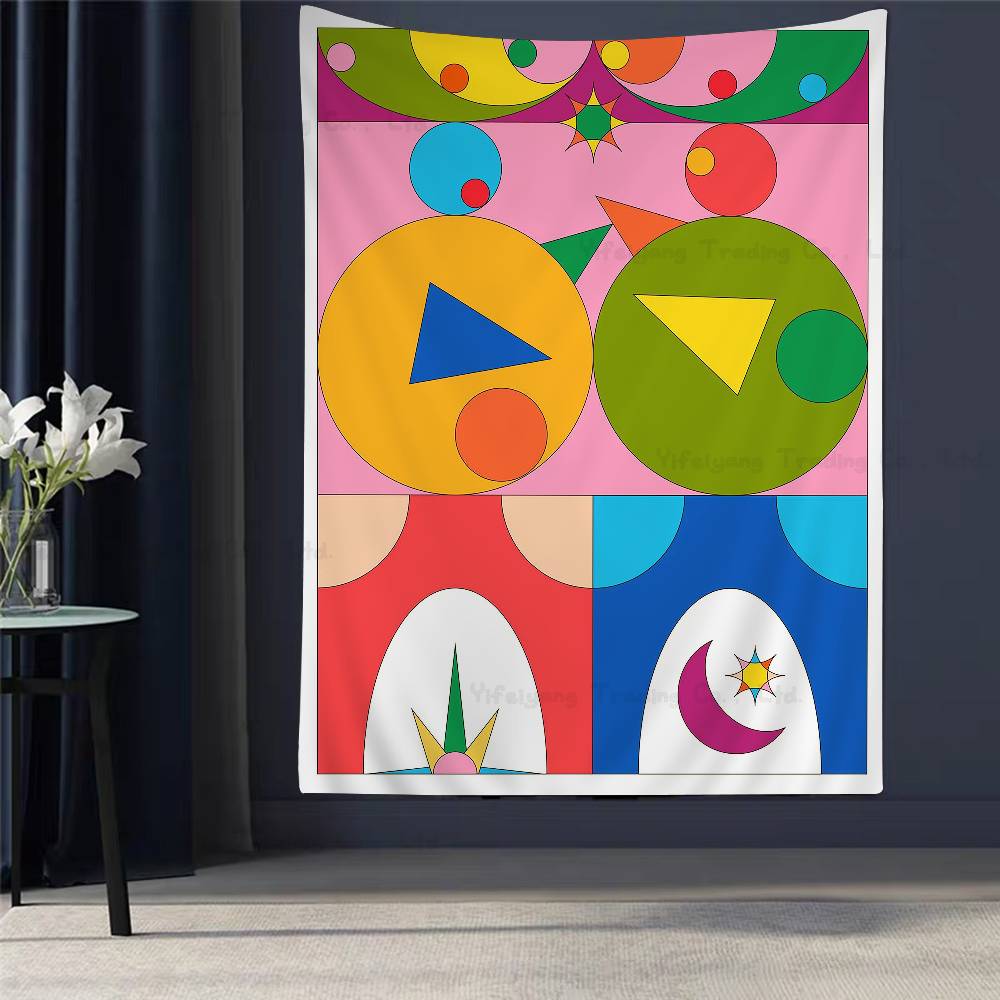 Buntes Geometrisches Gemälde Gedruckt Großer Wandteppich Indischer Buddha Wanddekoration Hexerei Bohemian Hippie Dekor Decke