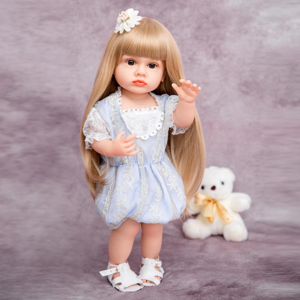 KEIUMI Reborn Baby Dolls Toy 55cm Made of KEIUMI Full Silicone Vinyl Waterproof Bebe Girl Doll with Long Hair Child Playmates