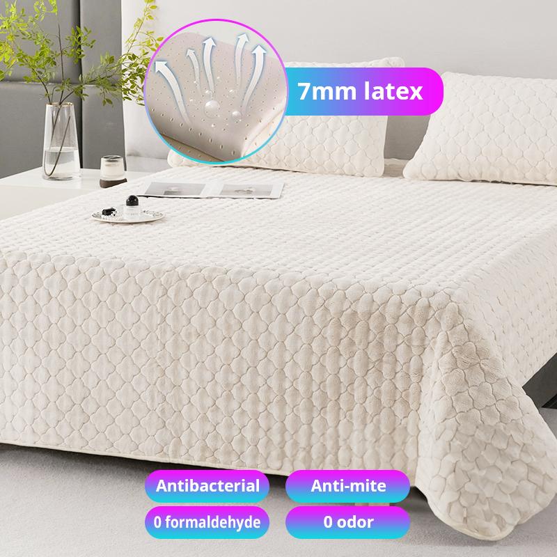 3PC Waterproof Non-silp 7mm Latex Mattress Cover Pad Washable Latex Mat Bed Cover for Single Double Bed Topper