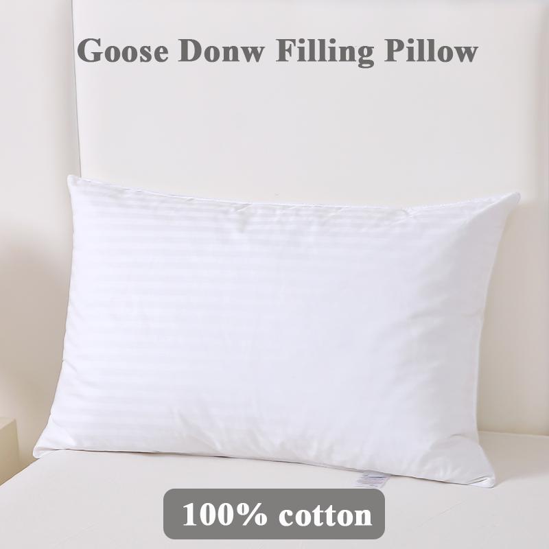 1pc/2pcs/4pcs/6pcs White 10% Goose Down 90% Goose Feather 100% Cotton Flame-Retardant Functional Bed Sleeping Pillow for Sale