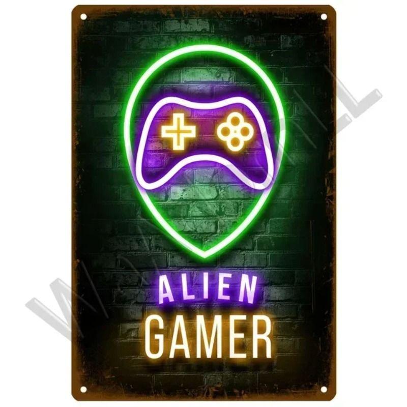 Vintage Gaming Theme Tin Painting for Game Room Club Home Wall Decor