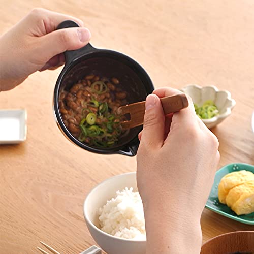 Kamoshika Tool Shop Natto Bowl (Regular Size) with Stirring Stick, Bamboo, Small Bowl, Banko Ware, Made In Japan (White)