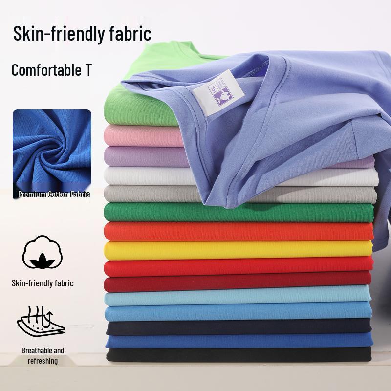 Summer Children's Cotton Short Sleeve Round Neck Loose-Fit School Uniform T-Shirt