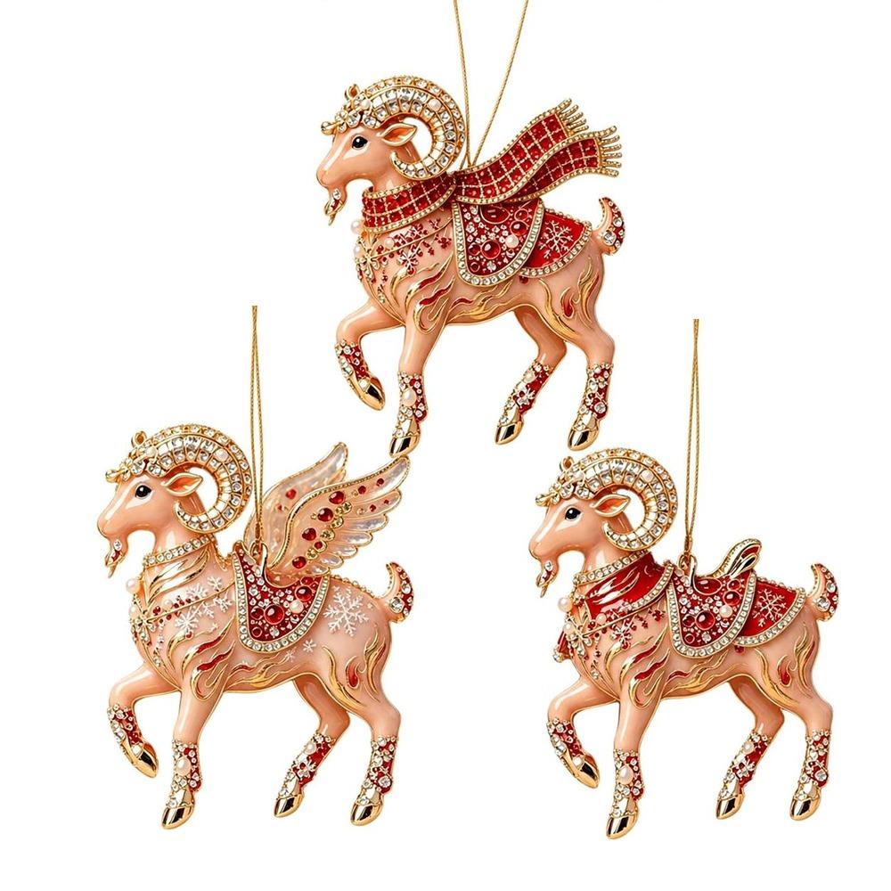 Acrylic Goat Pendant Shining Animal Hanging Decoration Zodiac Goat Souvenir  Holiday Party Decor