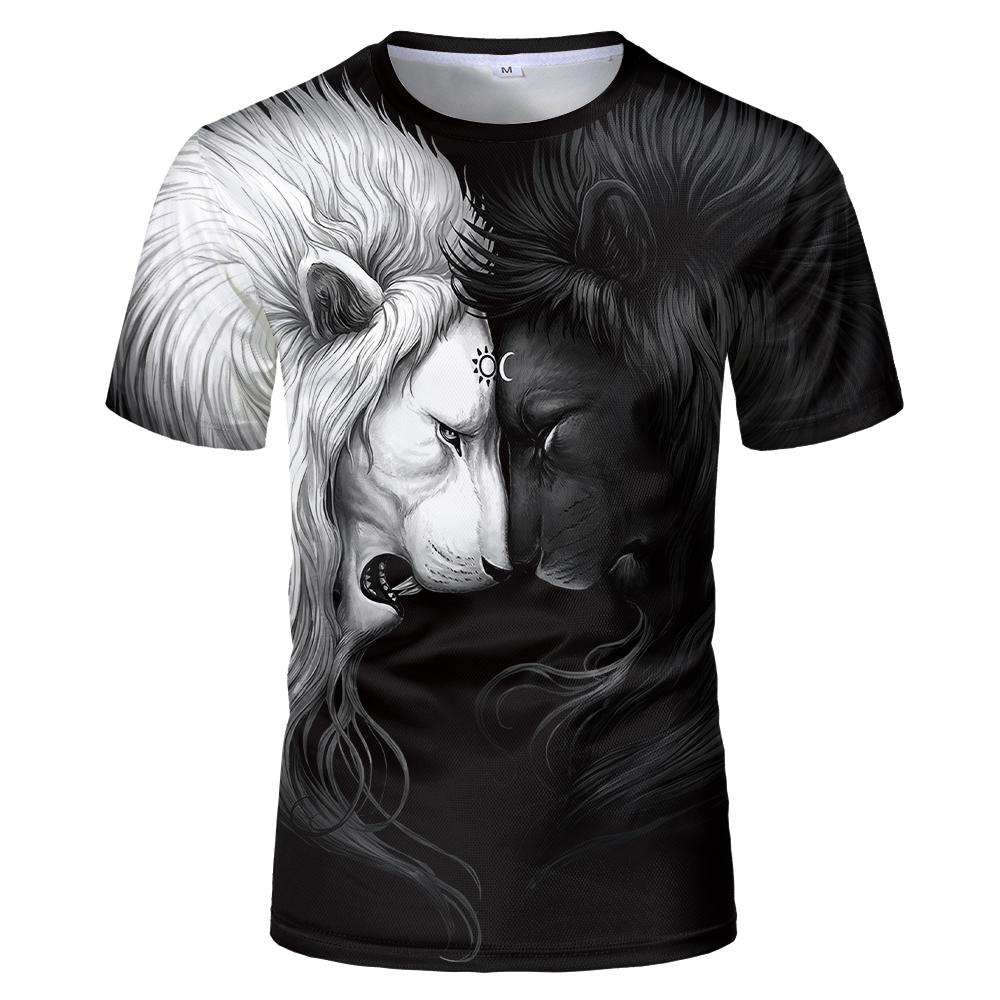 Fashion Men And Women TShirts 3D animal world Luxury Tiger Lion Printed T-shirts Hip-Hop Round Neck Short Sleeve Street Clothes
