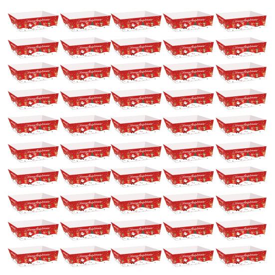 Christmas Snack Trays Disposable Paper Food Boats for Party Platters Santa Santa Tree Designs Serving Tray Leak-Proof Food Holders for Holiday