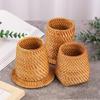 Natural Rattan Pen Stand Multipurpose Desktop Organiser Storage Container For Home Offices Desk Accessories Management