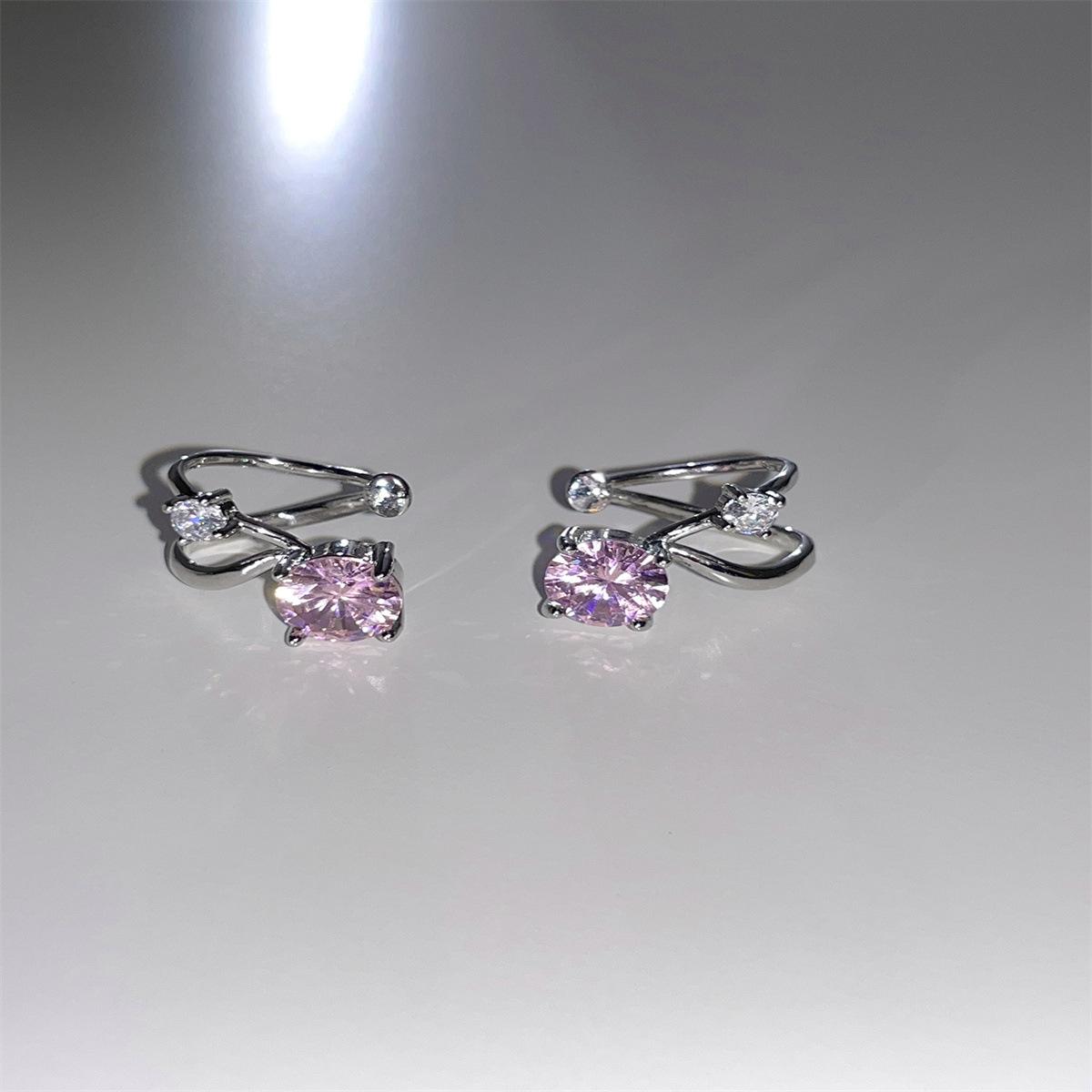 

Изысканные и милые розовые циркониевые серьги-клипсы женские легкие роскошные высококачественные темпераментные серьги-клипсы для поездок на работу новые серьги copper