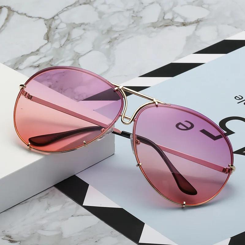 Popular Fashion Pilot Sunglasses Women For Men Oversized Luxury Brand Designer Sun Glasses Vintage Gradient Punk Shades Uv400