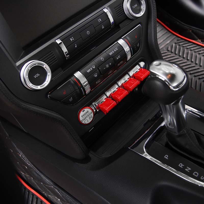 Botão de navegação de controle central de carro/botão de partida adesivos decorativos de capa adequados para Ford Mustang 2015 Up ABS acessórios interiores