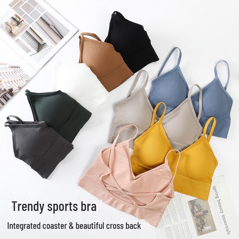 Bralette Sem Costuras com Costas Cruzadas em U - Sem Aço, Sexy, Cor Sólida Roupa Íntima Feminina