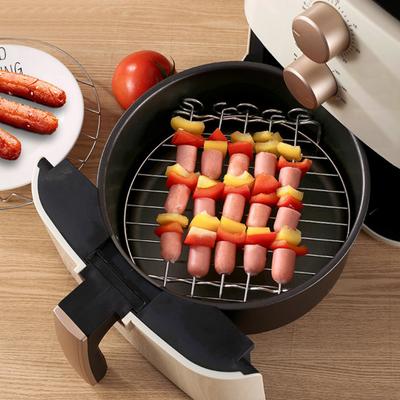 2 st. Fritösställ för fritösugn Rostfritt stål Dubbellagers trådställ med spett Multifunktionellt bakställ för kyckling, fisk, grönsaker, ånga