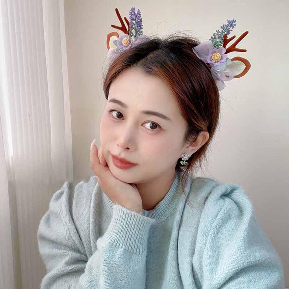 Christmas Costume Dress Up Elk Hair Hoop Christmas Headwear Antler Hairpin Children Hair Clip