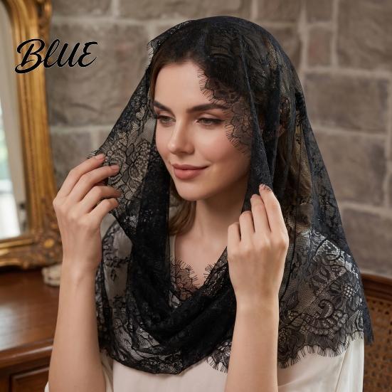 Bridal Lace Veil Church Mantilla Catholic for Wedding Western Style Headwear Halloween Costumes Vintage Eyelash Headwear Photo Prop