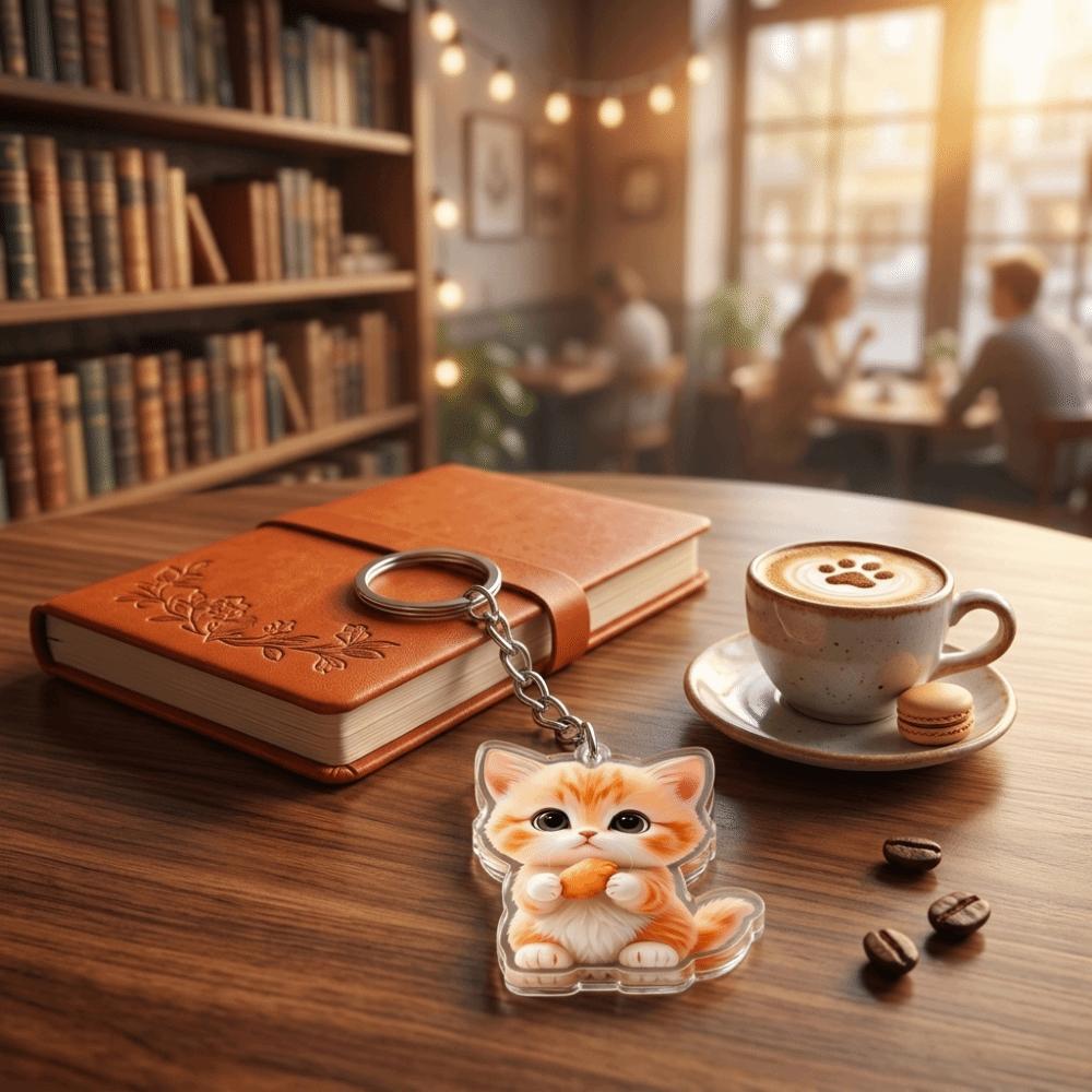 Acrylic Cat Keychain Cute Cartoon Kitten Hanging Ornaments Fashion Cat Pendant Daily Carry