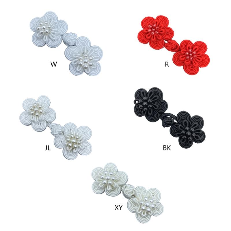 Vintage Flower Pearl Chinese Knot Closure Buttons Traditional Cheongsam Ornament