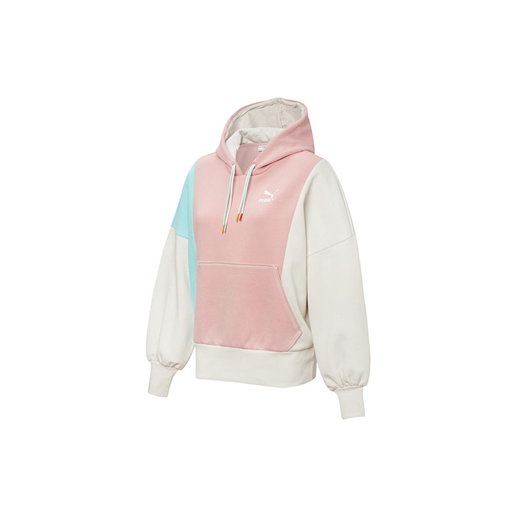 Puma American Retro Color Block Hooded Casual Sports Sweatshirt Women Sweatshirt Newlywed-Pink 532184-14