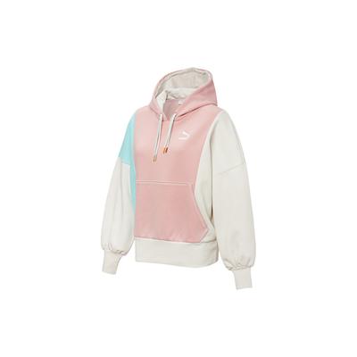 Amerykańska Bluza Sportowa Casual z Kapturem w Blokach Kolorystycznych Retro Kobiety bluza Nowożeńcy-Różowy 532184-14