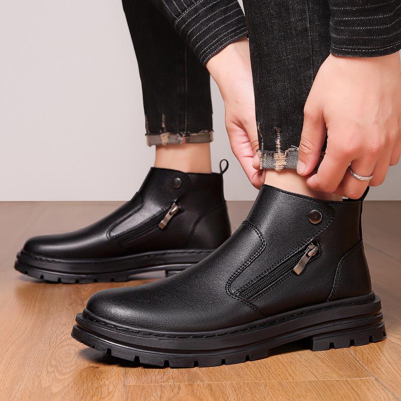 Fashion High Quality Mens Ankle Boots New Fashion Outdoor Boats Sneakers Man Non-Slip Motorcycle Boots Suede Leather Men High Top Shoes