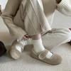 Woolen Retro Mori Flat-bottomed Mary Jane Woolen Single Shoes Women's 2025 Autumn and Winter Velvet Birkenbeanie Shoes