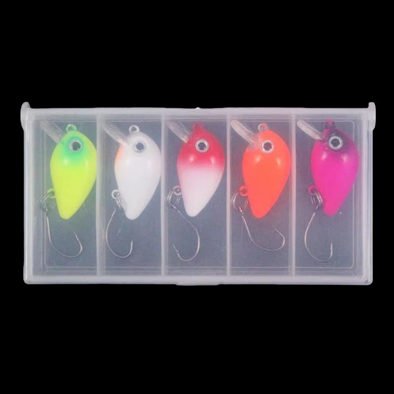 Ultra-Small Hard Bait Lead Fish Single Hook Set Five Boxes Metal Horse Mouth Three Hooks Blood Groove Sequins for Bass Trout